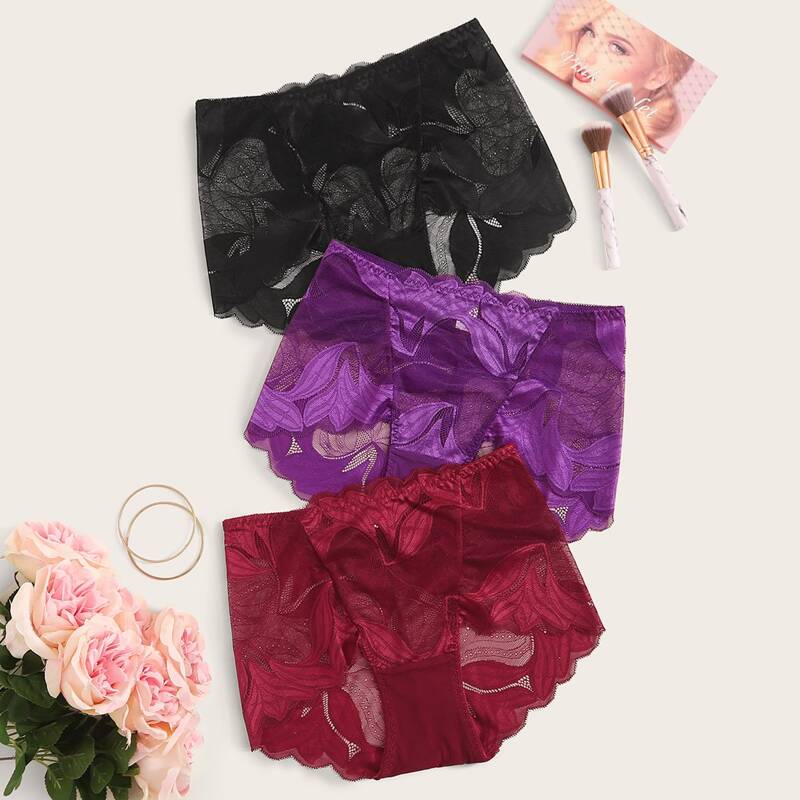 

3pack Floral Lace Panty Set, Multicolor