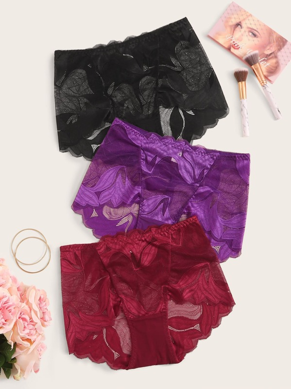 

3pack Floral Lace Panty Set, Multicolor