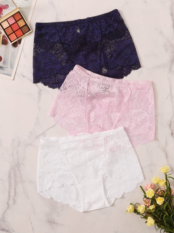 

3pack Floral Lace Panty Set, Multicolor