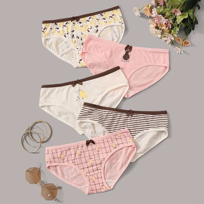 

5pack Mixed Print Panty Set, Multicolor
