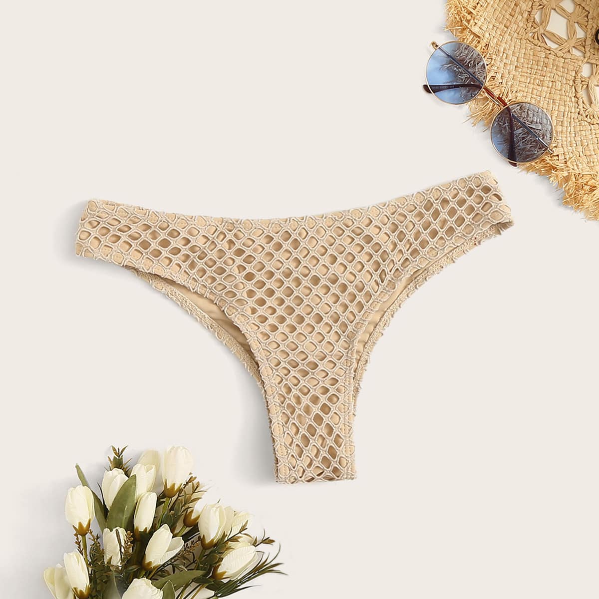 

Fishnet Overall Bikini Panty, Beige