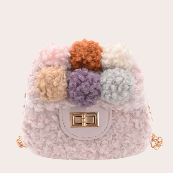 

Girls Twist Lock Fluffy Chain Crossbody Bag