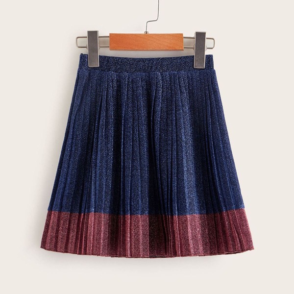 

Girls Colorblock Pleated Glitter Skirt