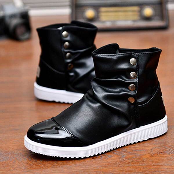 

Men Ruched Detail Wide Fit Ankle Boots, Black