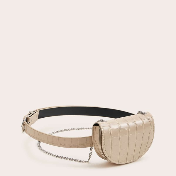 

Croc Embossed Fanny Pack, Beige