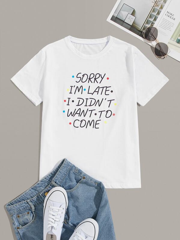 

Men Slogan Graphic Round Neck Tee, White