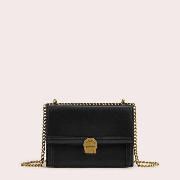 

Flap Chain Crossbody Bag, Black