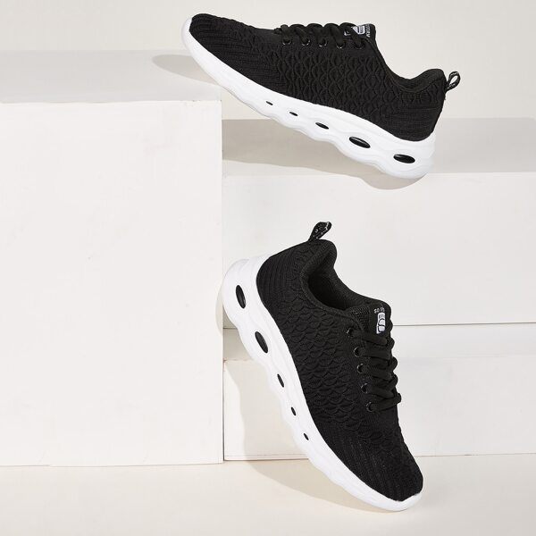 

Lace-up Front Knit Trainers, Black