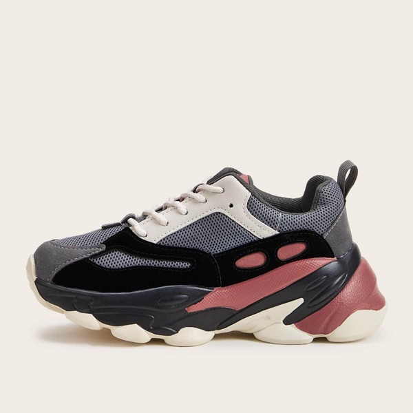 

Colorblock Lace-up Front Chunky Sole Trainers