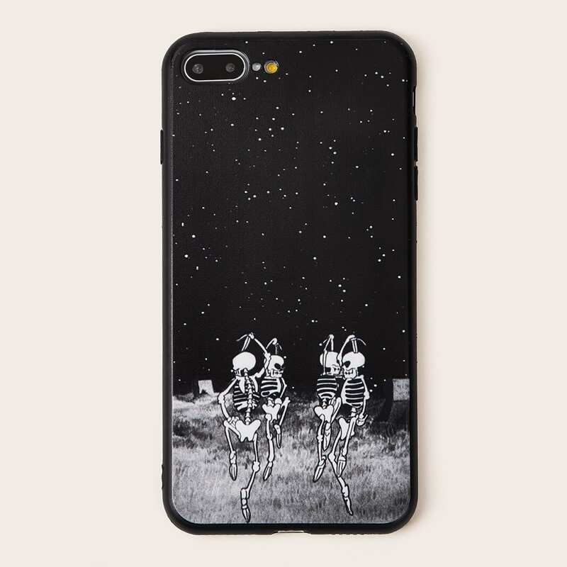 

Dancing Skeleton Print iPhone Case, Black