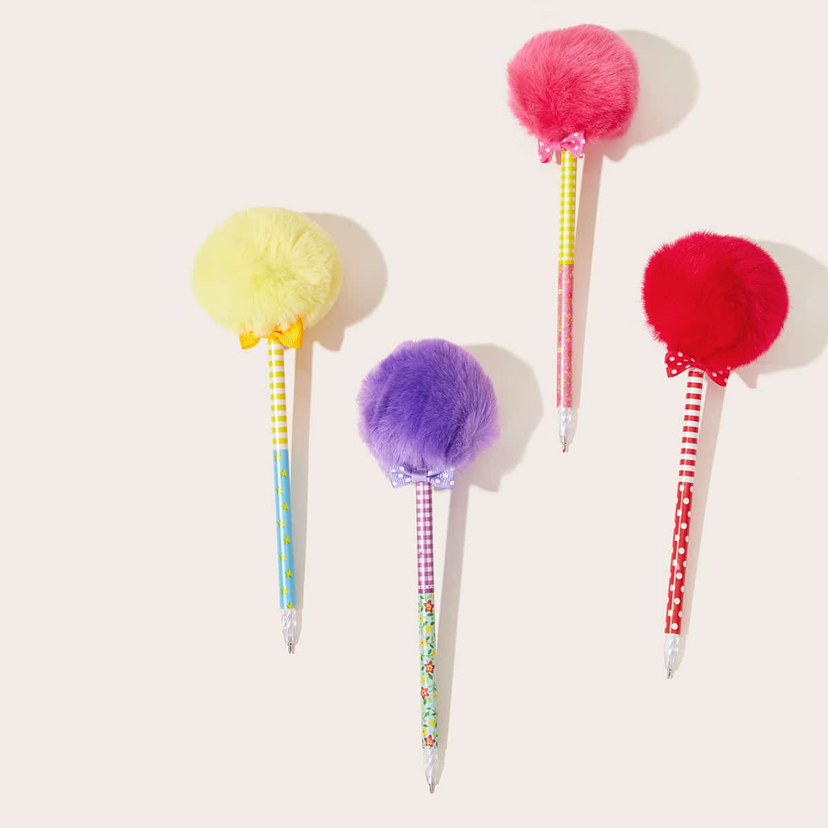 

1pc Cute Plush Ball Decor Ballpoint Pen