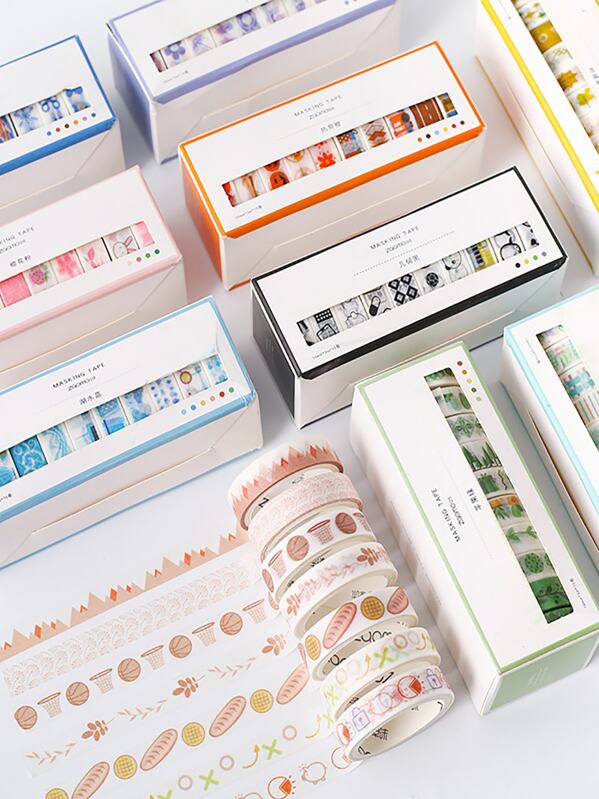 

10rolls Simple Pattern Mixed Masking Tape