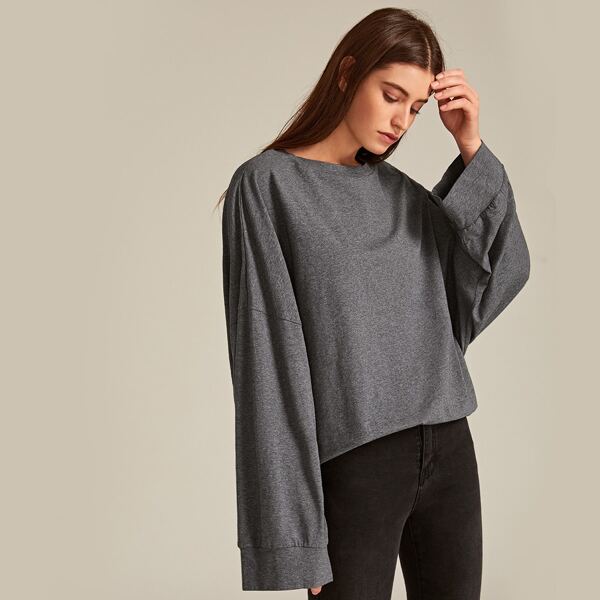 

Dorp Shoulder Heather Grey Oversized Top
