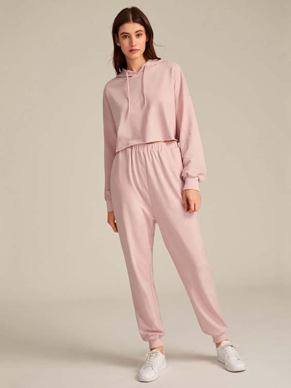 

Drawstring Detail Pullover & Joggers Set, Pink, Mila