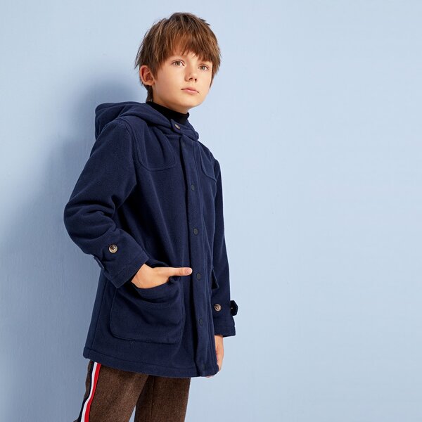 

Boys Button Up Pocket Front Coat, Navy blue