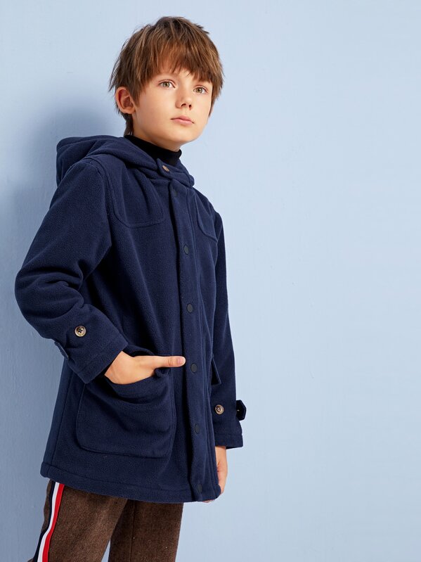 

Boys Button Up Pocket Front Coat, Navy, Bogdan