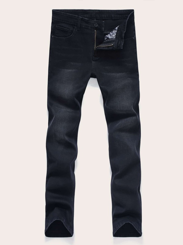 

Men Button Fly Solid Jeans, Black