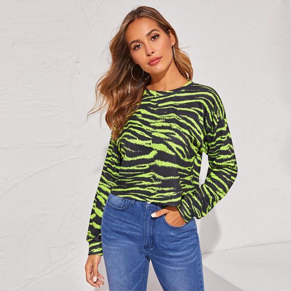 

Neon Zebra Stripe Tee, Multicolor