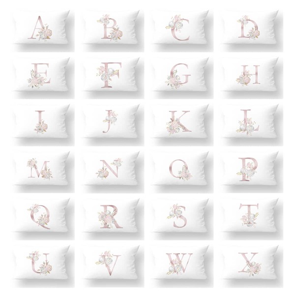 

1pc Flower & Letter Graphic Cushion Cover, White