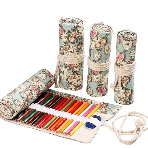 

1pc Flower Print Roll Up Pencil Bag, Multicolor