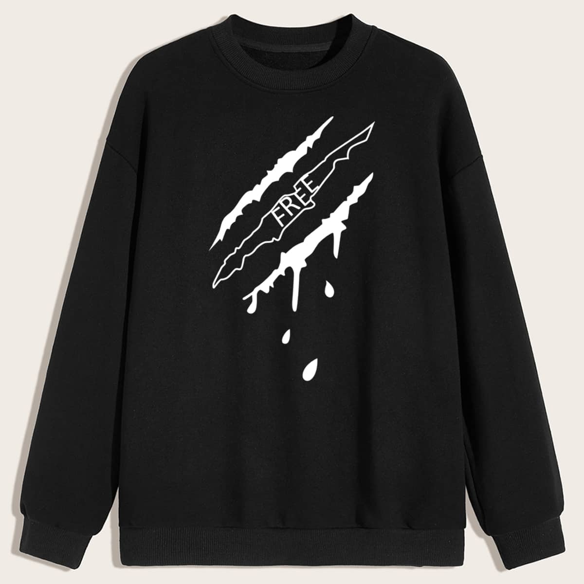

Guys Brush Print Drop Shoulder Sweatshirt, Black