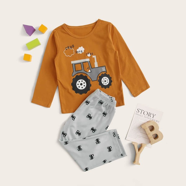 

Toddler Boys Cartoon Car Print PJ Set, Multicolor