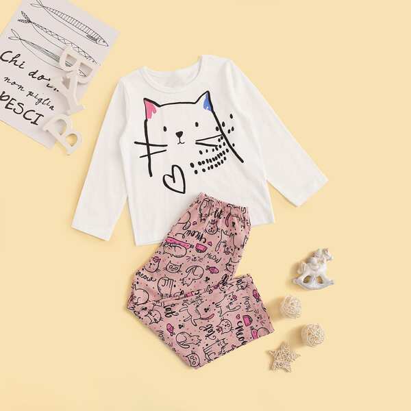 

Toddler Girls Cartoon Graphic PJ Set, Multicolor