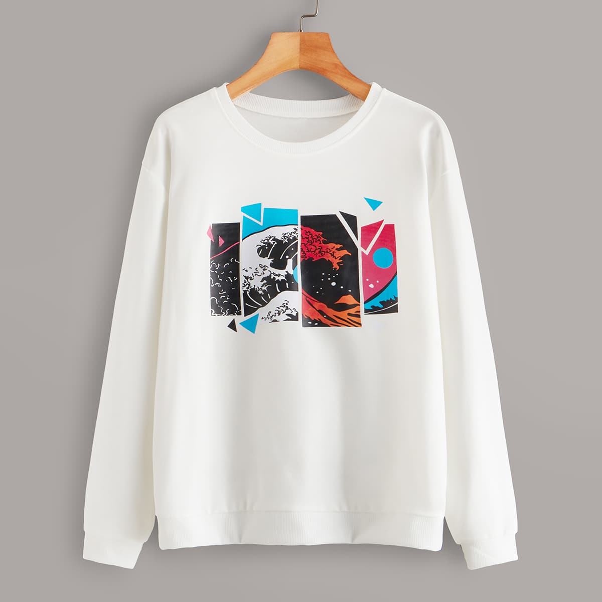 

Graphic Drop Shoulder Sweatshirt, White