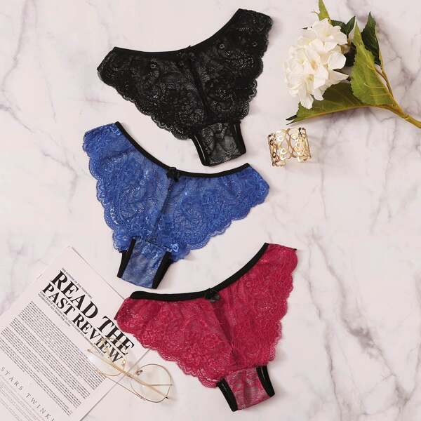 

3pack Floral Lace Panty Set, Multicolor
