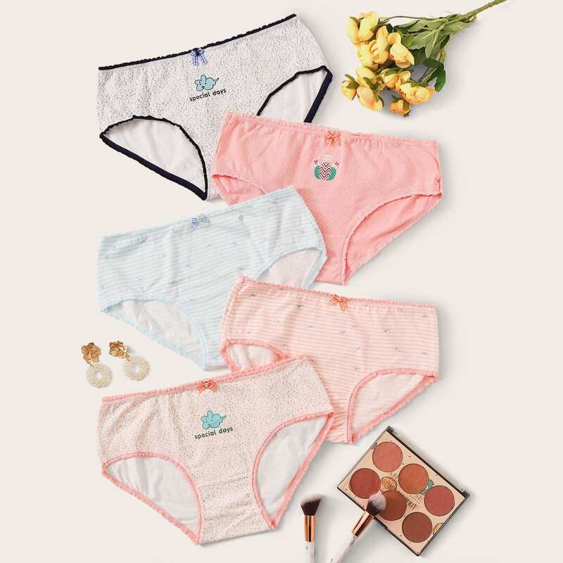 

5pack Mixed Print Panty Set, Multicolor