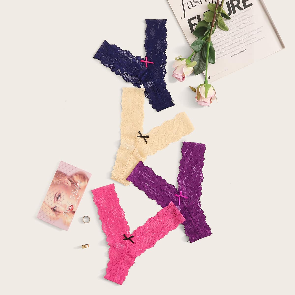 

4pack Floral Lace Panty Set, Multicolor
