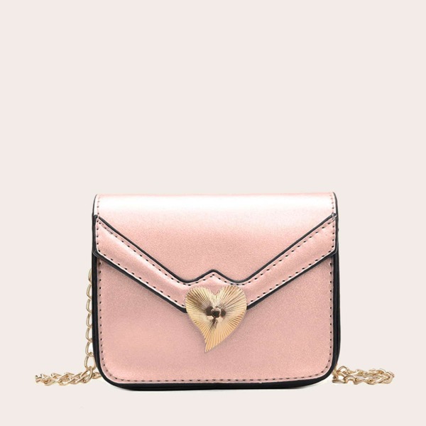 

Girls Metal Heart Decor Chain Bag