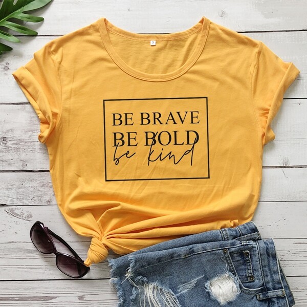 

Slogan Graphic Round Neck Tee, Mustard yellow