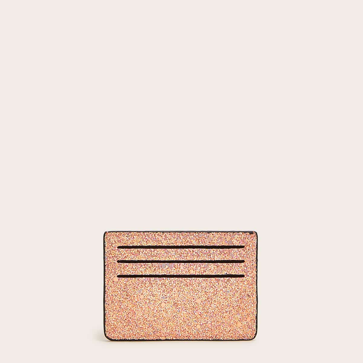 

Glitter Purse With Card Holder, Pink