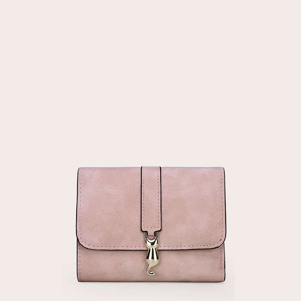 

Metal Cat Decor Fold Over Purse, Pink