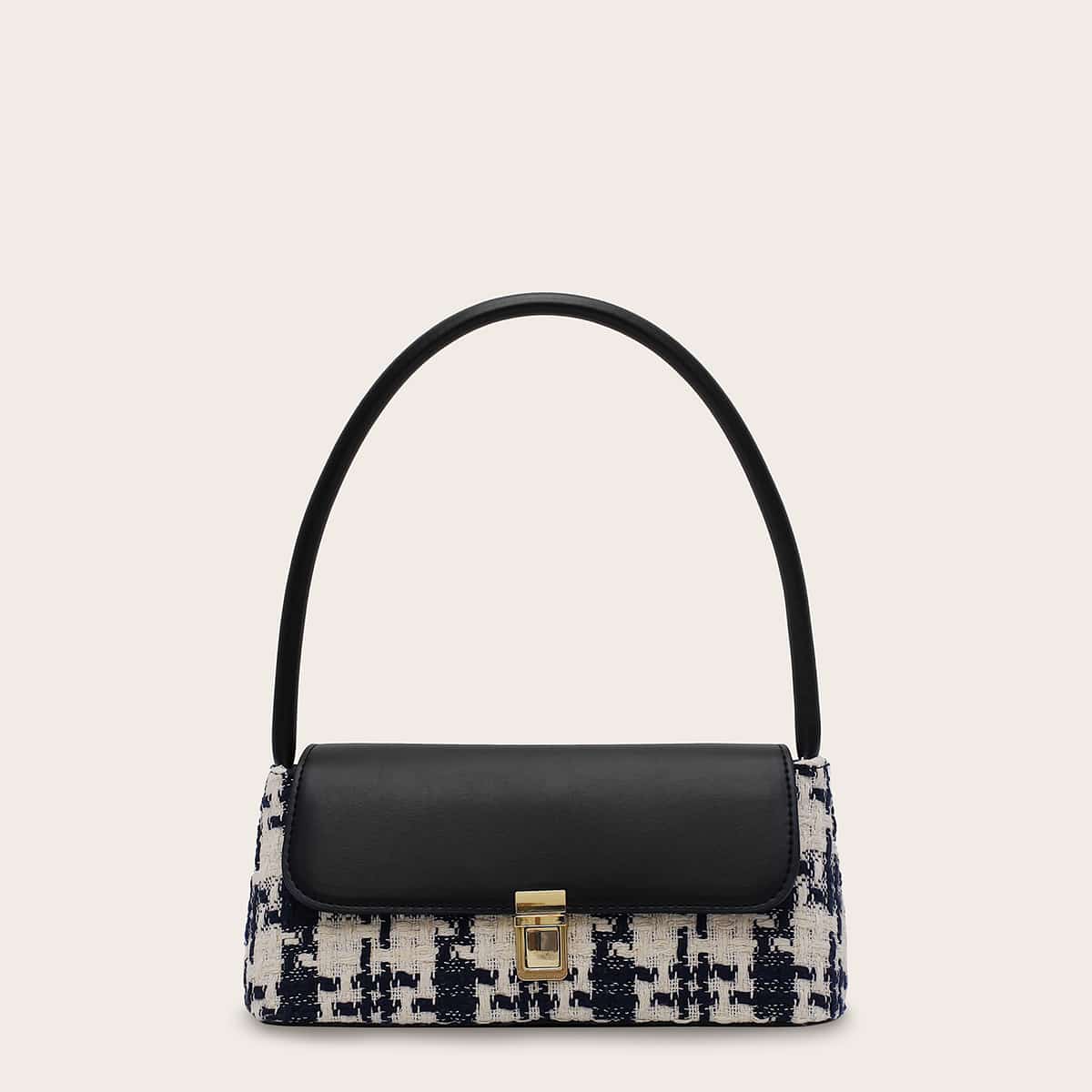 

Push Lock Tweed Shoulder Bag, Multicolor