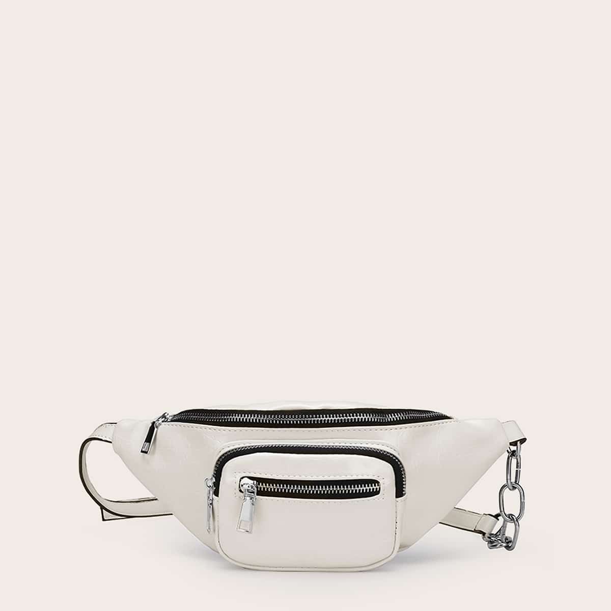 

Pocket Front Fanny Pack, White