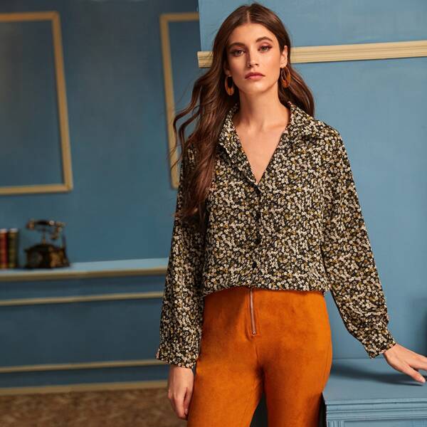 

Chiffon Ditsy Floral Button Through Blouse, Multicolor