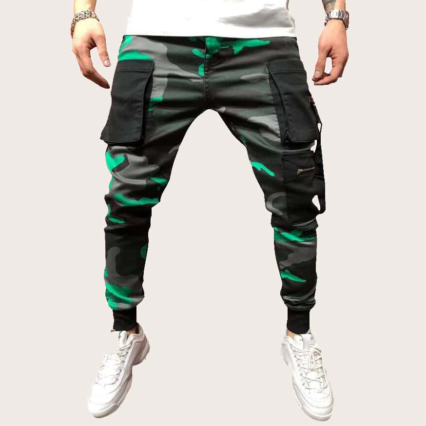 

Guys Camo Ribbon Flap Pockets Cargo Pants, Multicolor