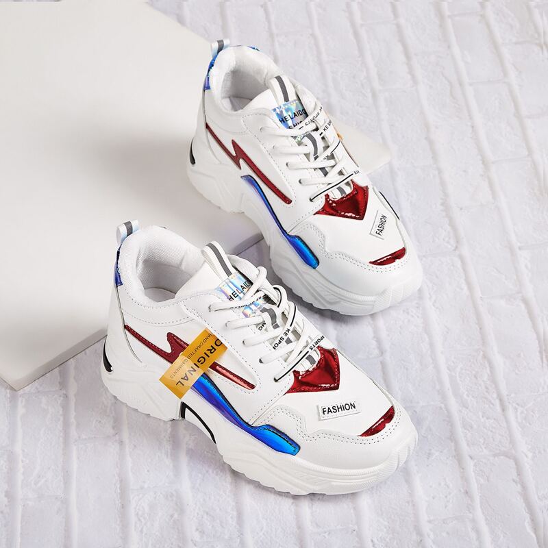 

Letter Graphic Lace-up Front Chunky Sneakers, White