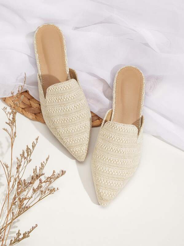 

Point Toe Loafers Mules, Beige