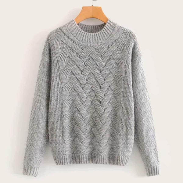 

Texture Knit Drop Shoulder Sweater, Grey