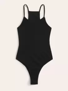 SHEIN Gerippter Body mit Racer Back - Schwarz - Übersicht 2