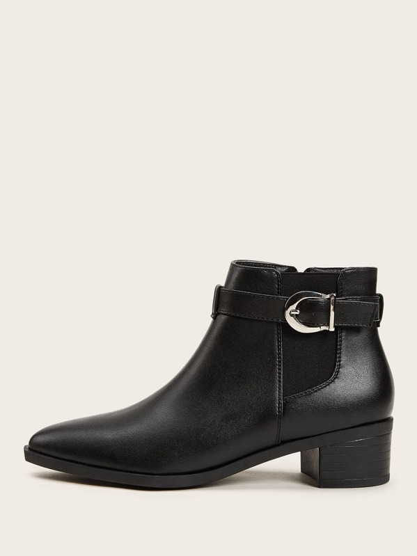 

Side Zip Buckle Strap Jodhpur Boots, Black