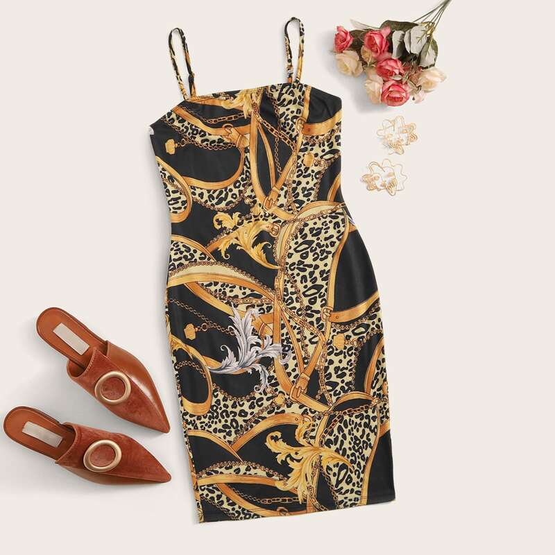 

Chain Print Bodycon Dress, Multicolor