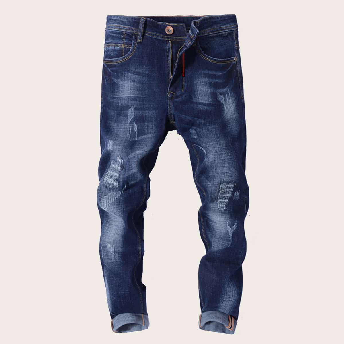 

Guys Straight Leg Ripped Jeans, Blue