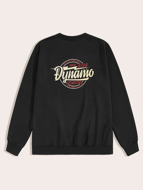 

Men Letter & Graphic Print Sweatshirt, Black