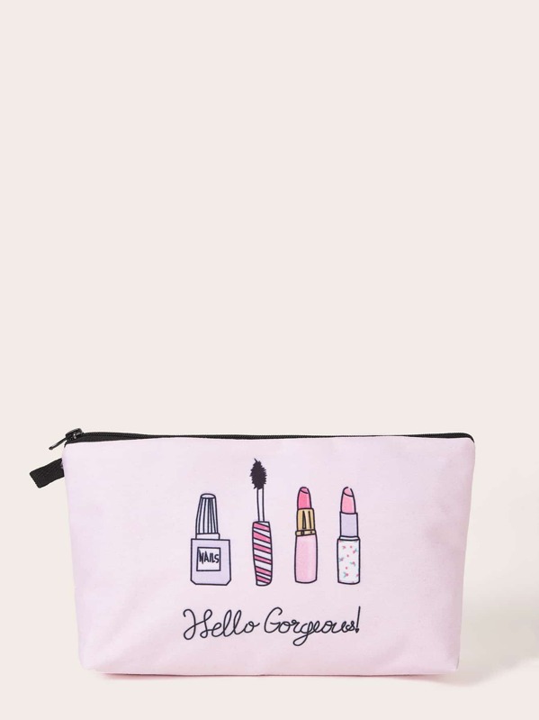 

Cosmetics Pattern Makeup Bag, Pink