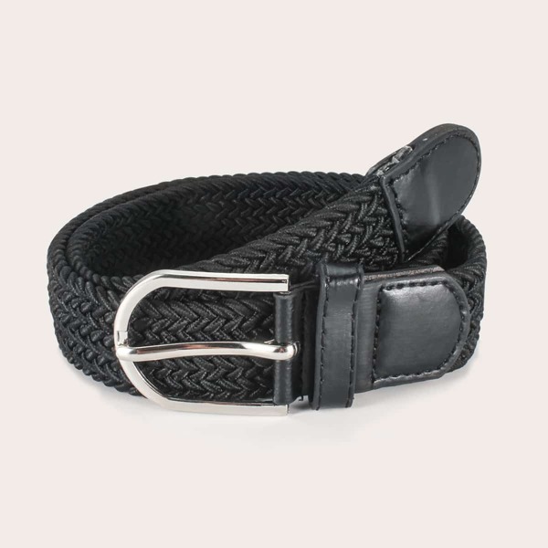 

Men Solid Braided Buckle Belt, Black