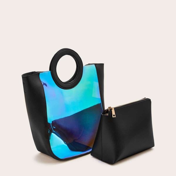 

Contrast PU Satchel Bag With Inner Pouch
